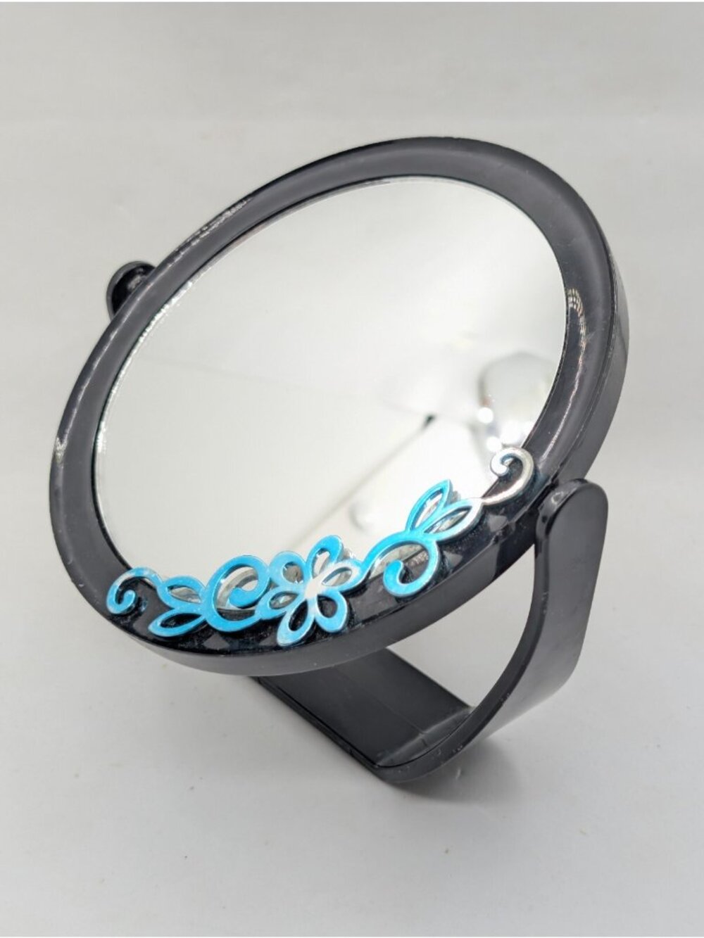 Vintage Plastic  Black Conair Makeup Mirror Dual Sided Retro READ